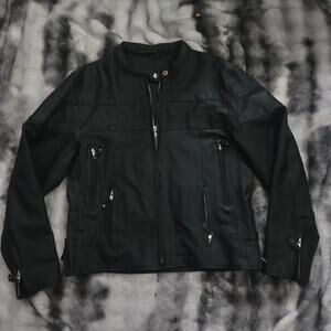 Wild Wear Black Leather Motorcycle Jacket Men’s Large Heavy‑Duty Biker Gear